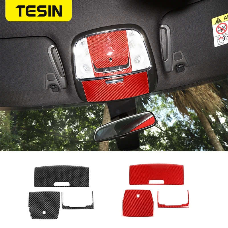 

Молдинги TESIN для салона автомобиля, углеродное волокно, передсветильник ПА для чтения, декоративная накладка для зарядного устройства Dodge ...