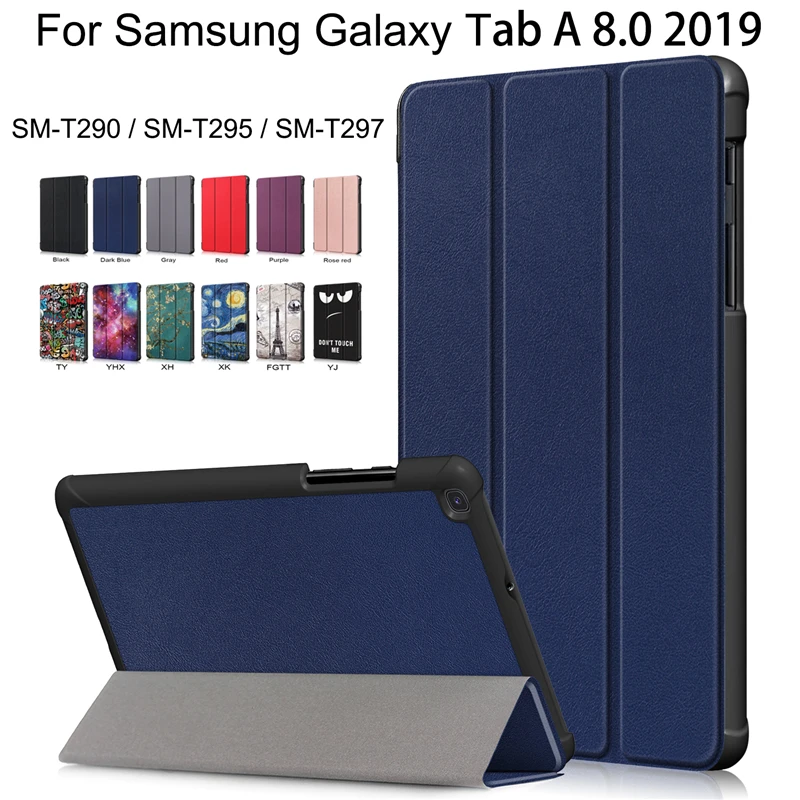 

Роскошный чехол для Samsung Galaxy Tab A 8,0, 2019, защитные чехлы из искусственной кожи с откидной крышкой, SM-T290 T295 T297, подставка для планшета, ПК, Жесткий...