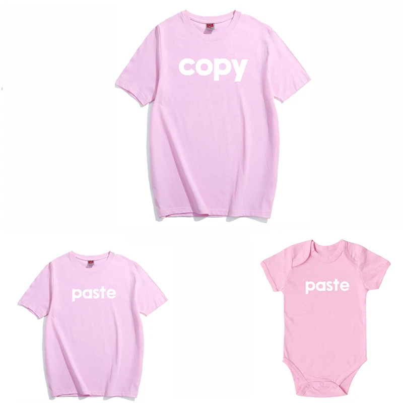 Ropa a juego para la familia, camiseta de pasta de copia para mam&aacute;, hija, hijo, apariencia familiar, padre, beb&eacute;, Pelele de verano con letras, trajes para ni&ntilde;os-3