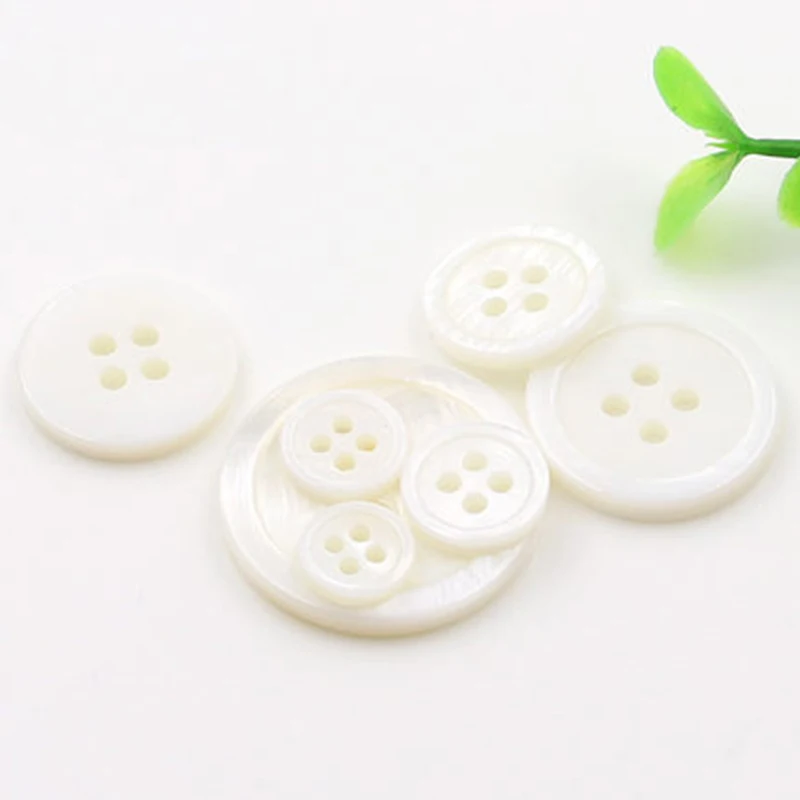 10 шт./лот 9/10/11 мм 4 отверстия пуговица ракушка с круглым белым циферблатом и кнопки