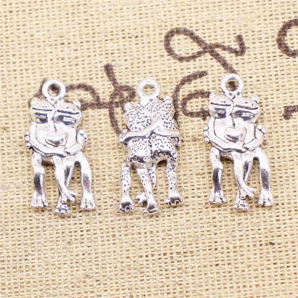 

Аксессуары для ювелирных изделий, подвески в виде лягушки, античное серебро, 15 шт., 11x23 мм