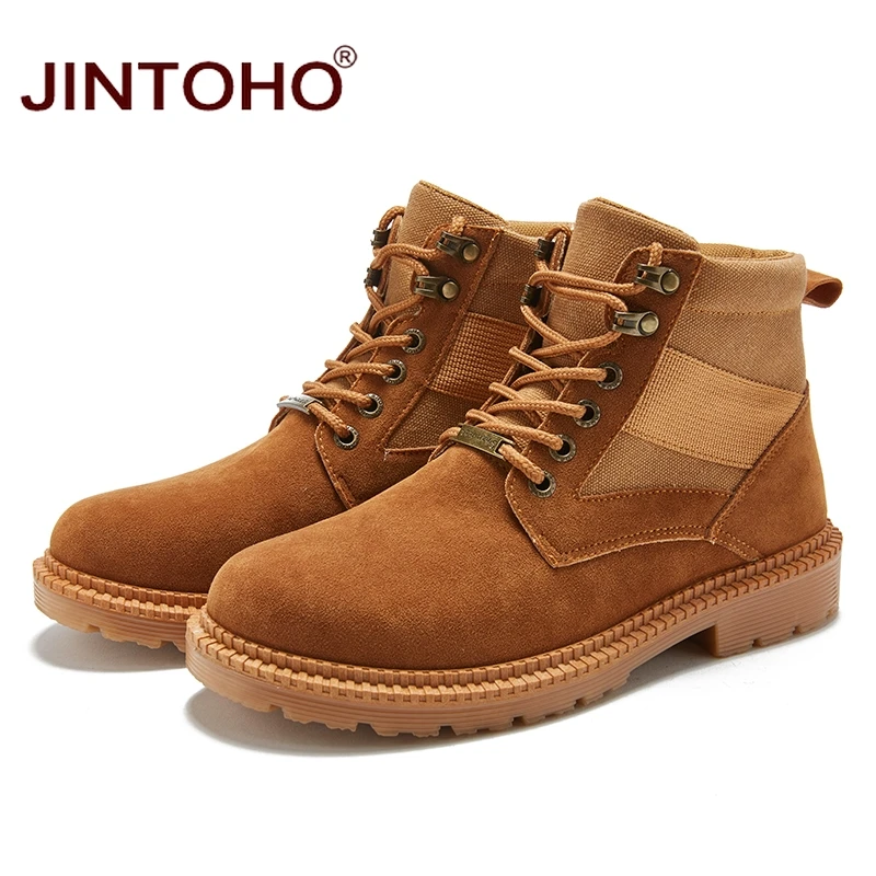 JINTOHO/Мужская зимняя рабочая обувь; модные мужские зимние ботинки; недорогие мужские кожаные ботинки; повседневные мужские Ботильоны; коллекция года; мужские ботинки