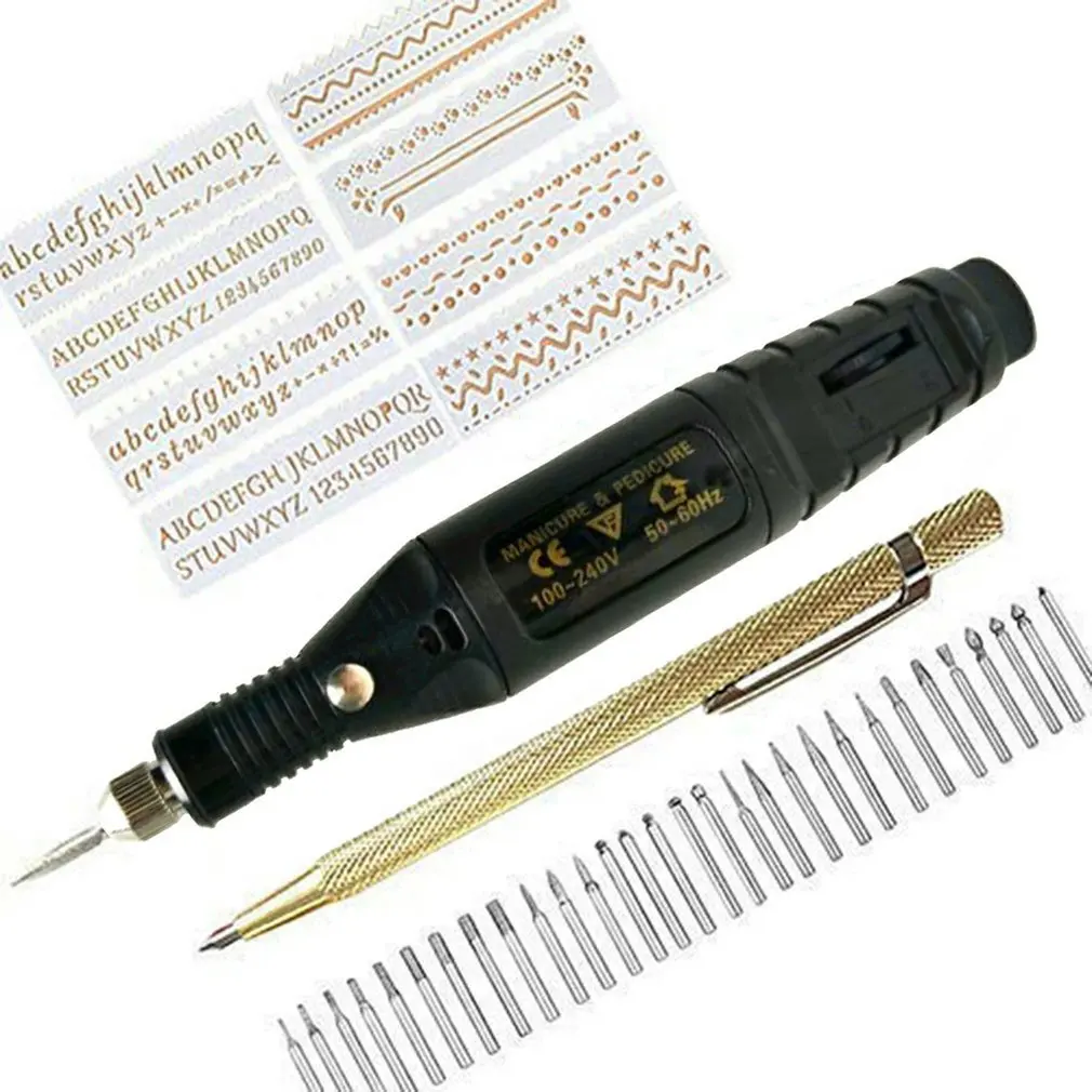 40PCS Mini DIY Electric Nail Drill Machine Grinder Micro Engraver Pen Engraving Tool Kit For Glass Ceramic Plastic Wood Jewelry