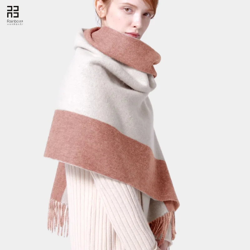 Осень и зима 2020 Новый утолщенный чистый шерстяной женский шарф-шаль двойного
