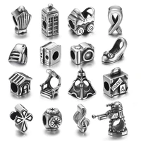4pcs animal stainless steel beads 5mm hole metal european bead charms for women pando bracelet making accessories jewelry diy