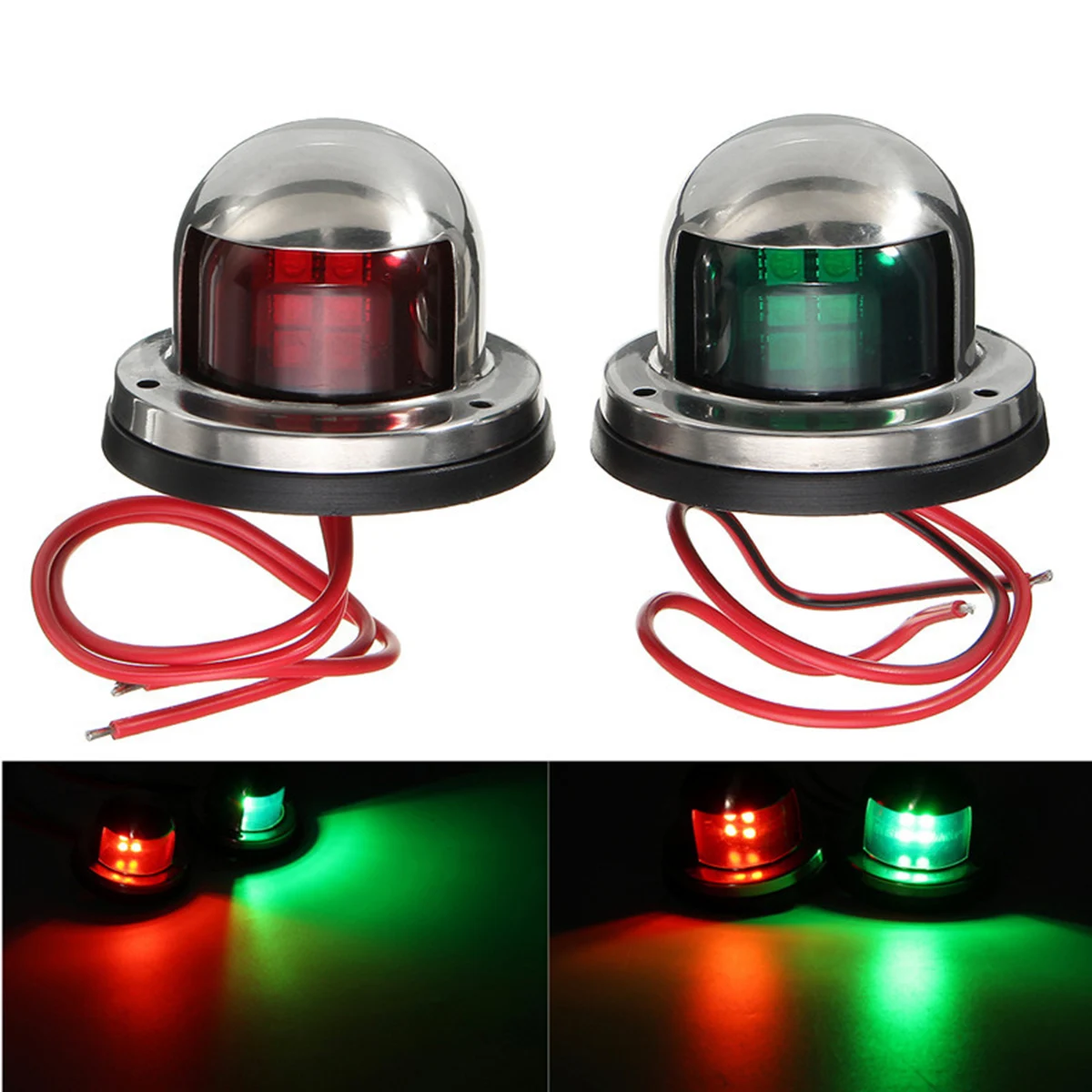

2x Boat Light Stainless Steel 12V LED Bow Navigation Light Red Blue Sailing Signal Light For Marine Boat Yacht Warning Light