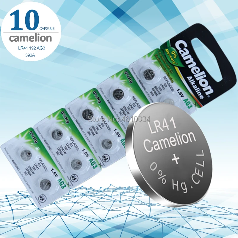 10 шт. LR41 Zn/MnO2 1 5 в литиевые батареи для монет кнопочные Camelion 100% оригинал SR41 AG3 G3A L736