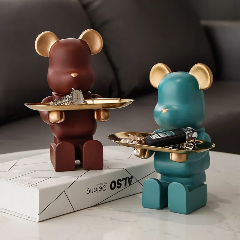 

Nordic Violent Bear Decoration Creative Living Room Entrance TV Cabinet Key Storage Soft Decoration Light Luxury Home Furnishing