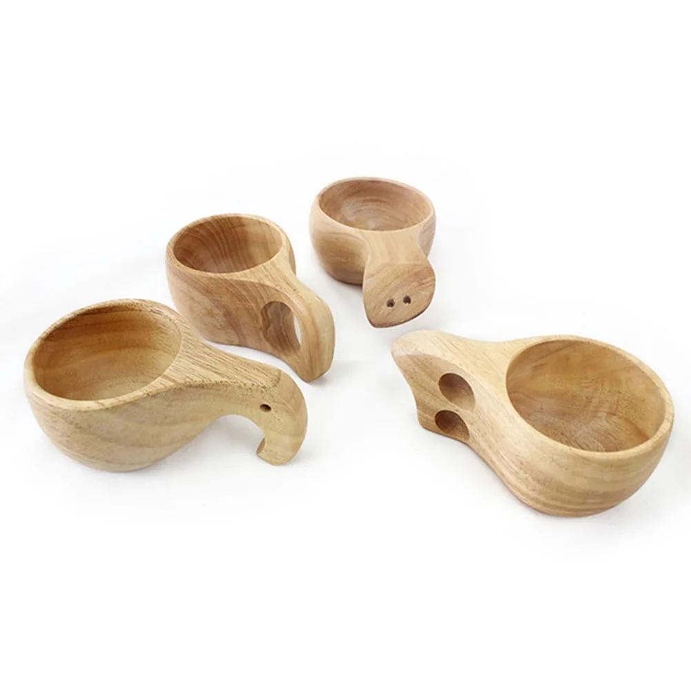 

250ml Double Hole Cup Wood Milk Coffee Cup Creative Solid Wood Cup Daily Necessities