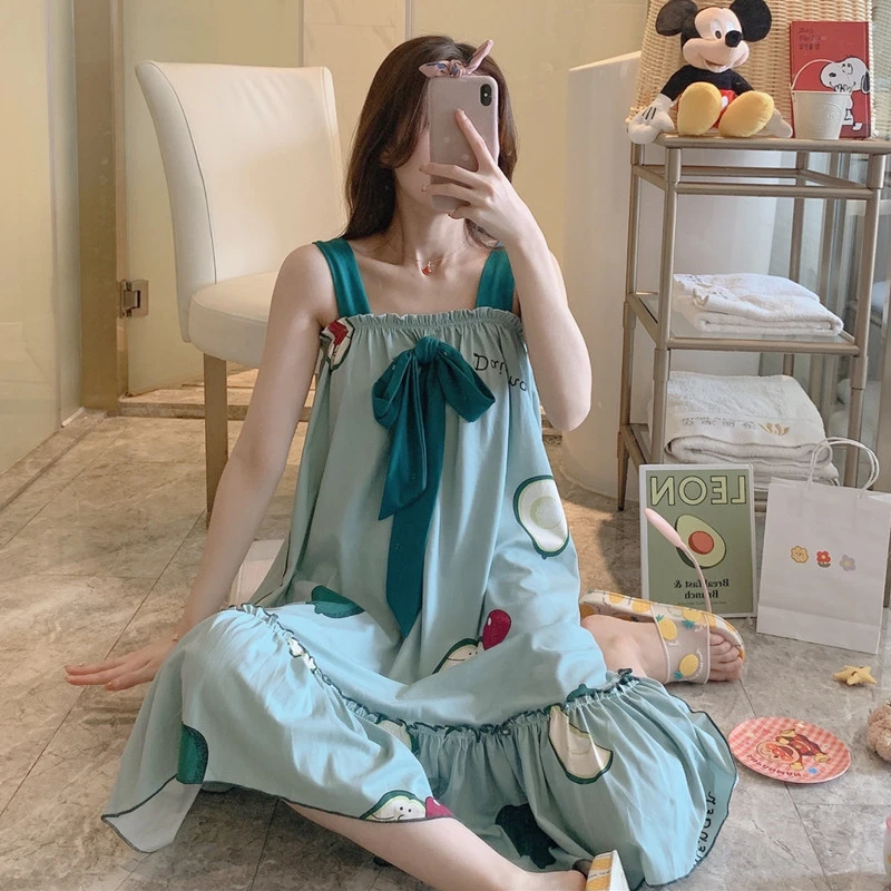 

5xl Luxury Brand Nightdress Sexy Temptation Sling Skirt Cartoon Fashion Pijamas Sleep Dress Beach Skirt Summer Female Modal New