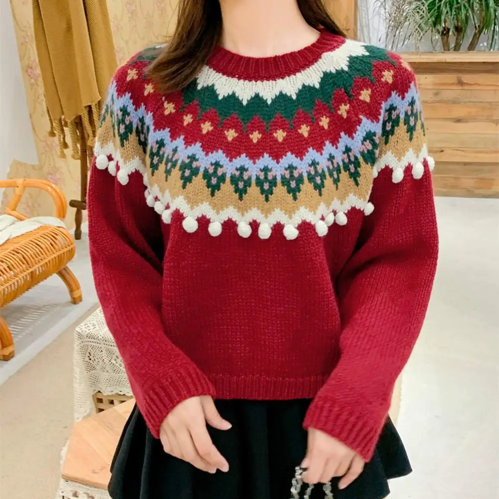 Свитер с круглым вырезом Повседневный осенне-зимний Рождественский пуловер