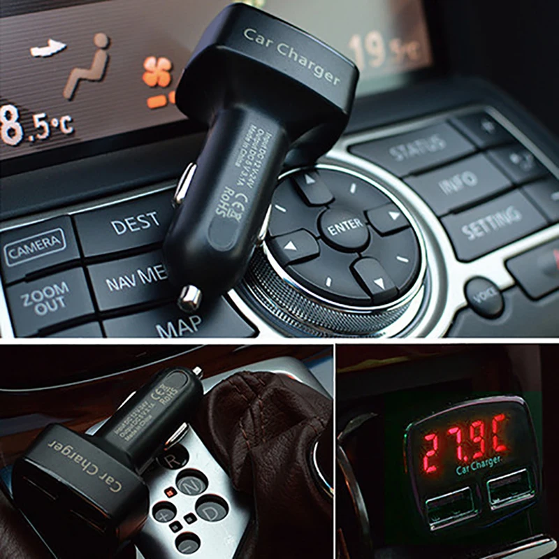 Двойной Порты USB автомобильное зарядное устройство 4 в 1 автомобиль Зарядное