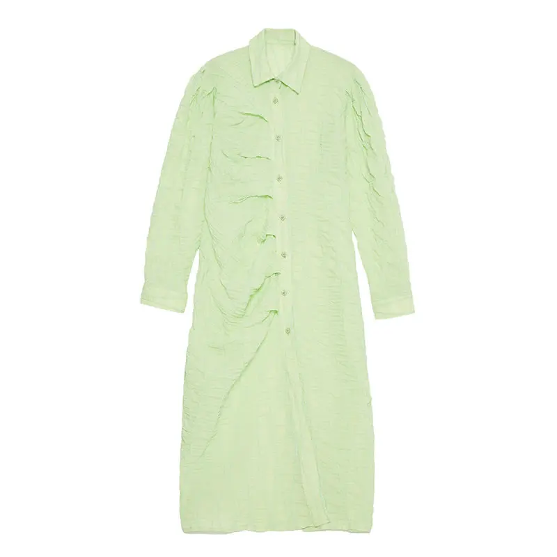 

XITAO Split Dress Fashion New Women Solid Color Full Sleeve Goddess Fan 2021 Spring Autumn Loose Elegant Dress Style DZL2754