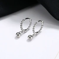 foxanry minimalist 925 stamp earrings for women new trendy vintage round bead ear buckle jewelry party gifts wholesale