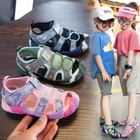 kids camouflage sandals 2022 new girls shoes children boys wide pu mesh hook loop soft rubber beach sandals baby shoes toddler