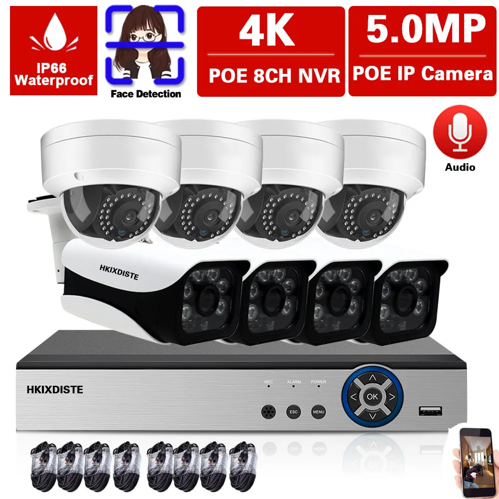 

H.265 8CH 5MP POE NVR Kit Outdoor CCTV Camera System Audio Record POE IP Security Camera Set XMEYE Video Surveillance System Kit