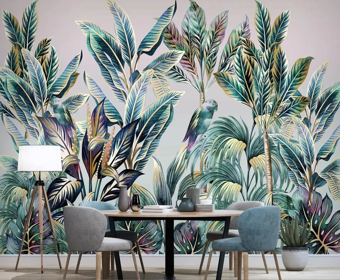 3D настенная Фреска тропические обои с птицами водонепроницаемые холсты живопись