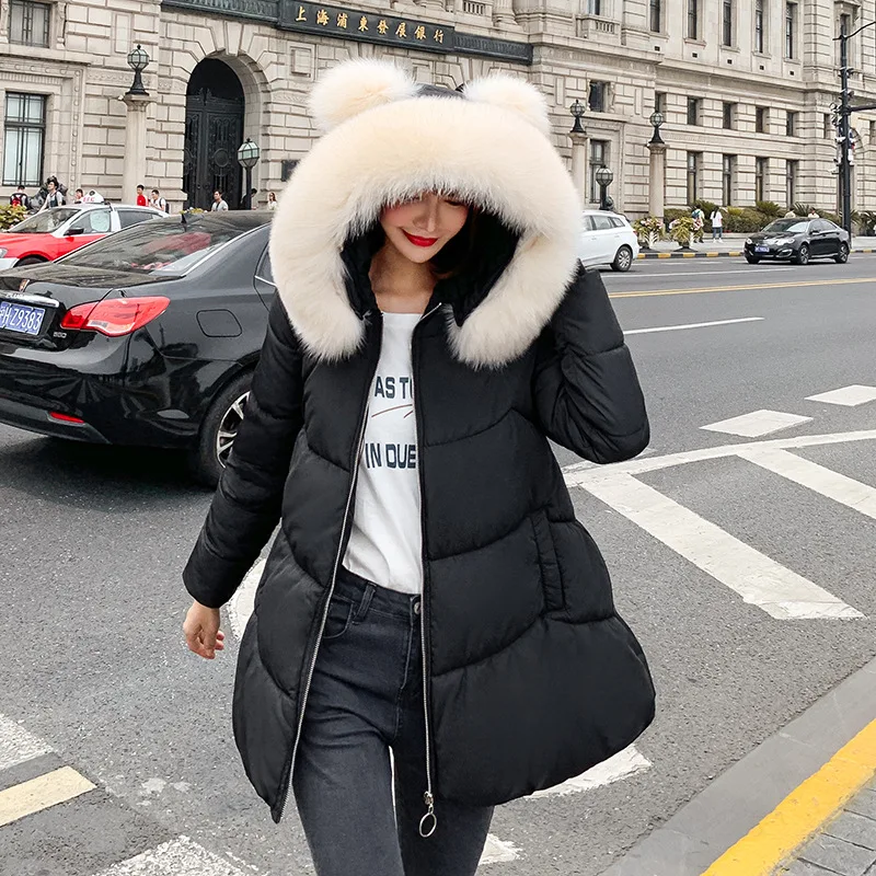 Однотонные меховые свободные хлопковые пальто с капюшоном для женщин, Harajuku, на молнии, с карманами, средней длины, Pakas Feminin, корейские женские милые теплые куртки