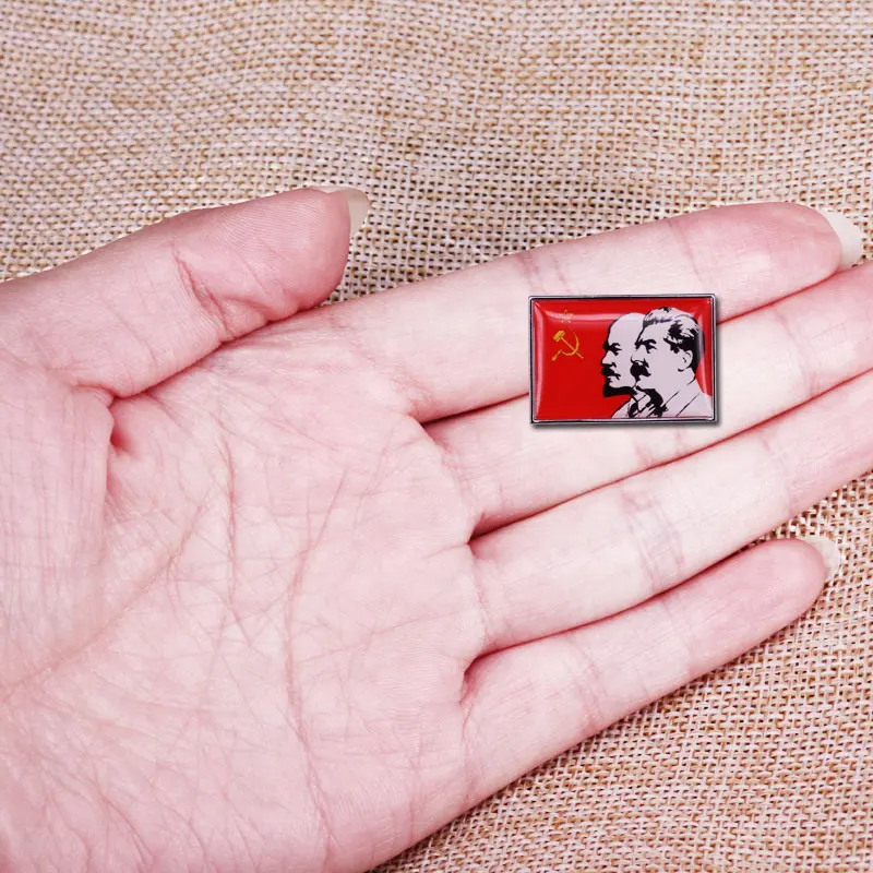 Значок с флагом Сталина и Ленина в стиле коммунизма | Украшения аксессуары