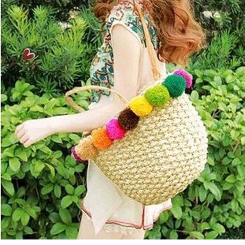 Пляжная сумка HISUELY горячая Распродажа из рафии и кукурузы женские сумки ручной