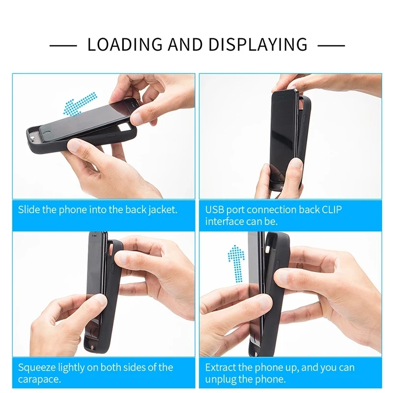 Funda para cargador de bater&iacute;a de tel&eacute;fono, cubierta de carga con soporte de 10000mAh para iPhone 12, 11 pro max, 6, 6s, 7, 8 Plus, X S-4
