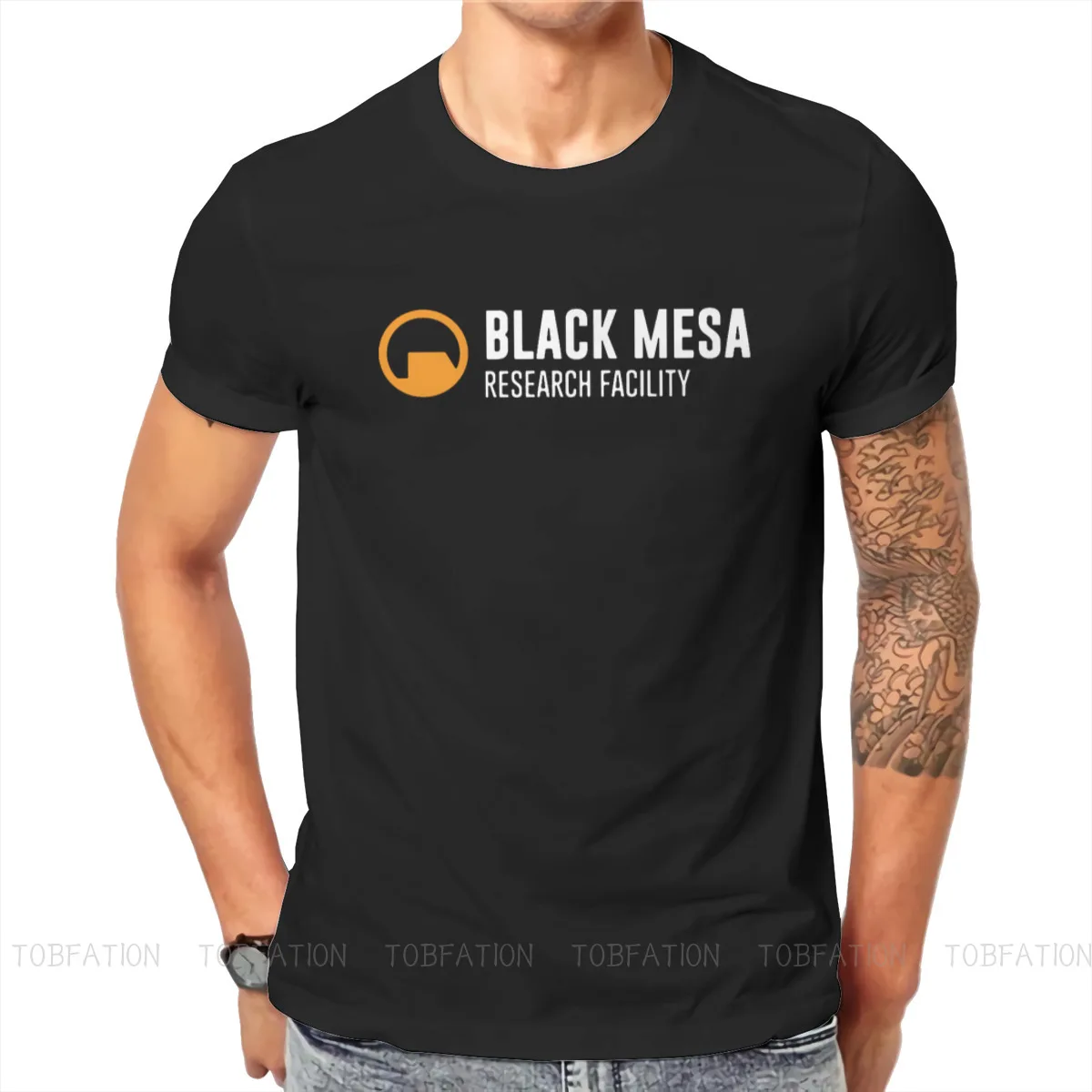 

Portal Game Chell Atlas P-Body Fabric TShirt Black Mesa Research Facility Classic T Shirt Homme Men Clothes Printing Big Sale