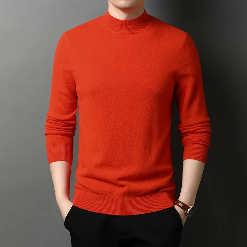 

2021 new spring autumn knitted sweater men half turtleneck long sleeve sweaters zde1710