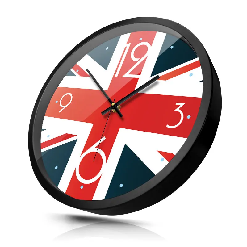 Большие настенные часы с британским флагом для гостиной креативные современные