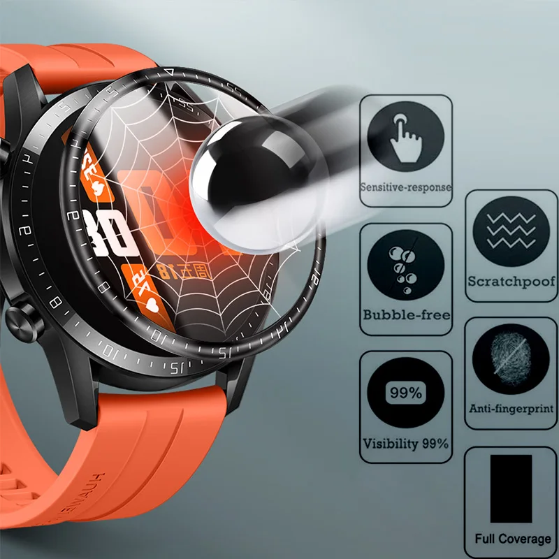 Закаленное стекло для HUAWEI watch GT2/2e 46 мм/42 мм полимерная полноразмерная Защитная