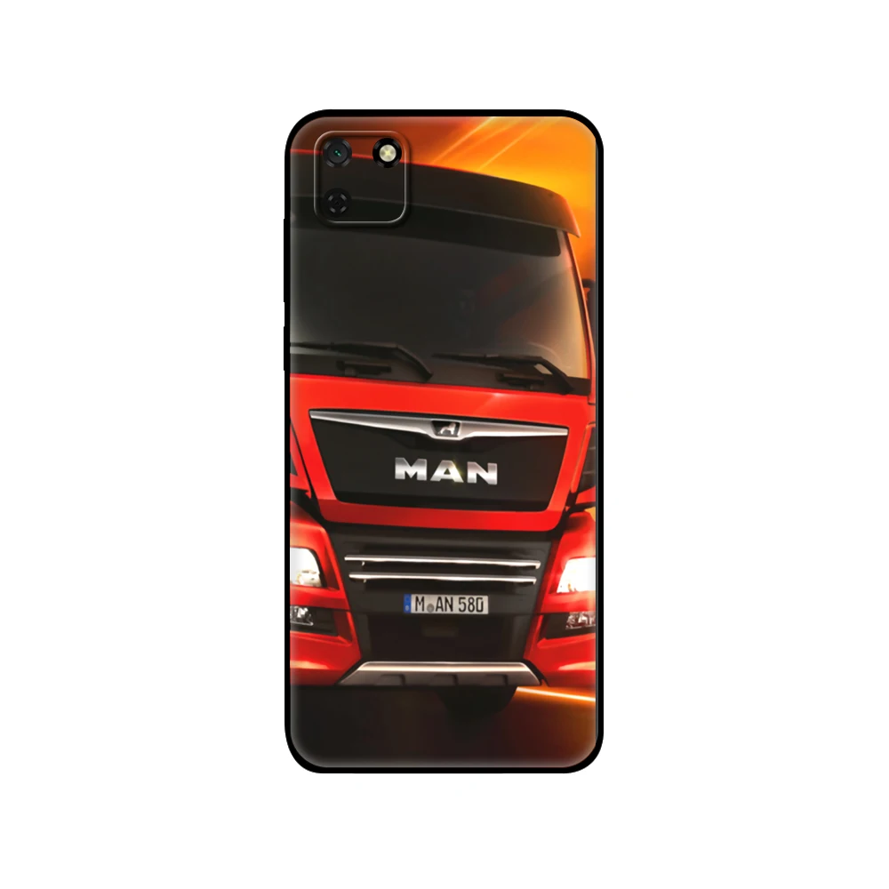 Черный чехол из ТПУ для Huawei Y9S Y6S Y8S Y5P Y7P Y8P Y5 lite Prime 2018 Y6 2019 с логотипом Man trucks |