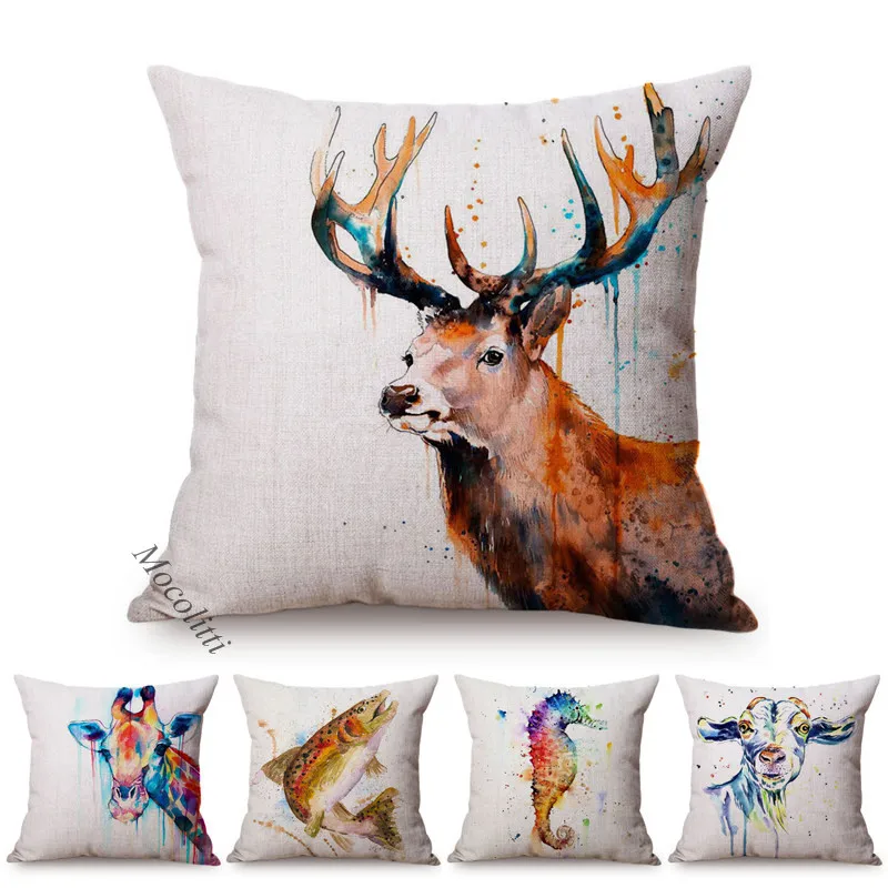 Животные скандинавского цвета брызги произведение искусства лошадь олень