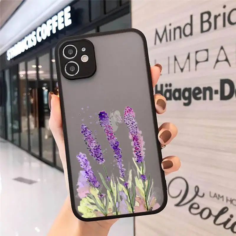 

Simple Lavender Purple Flowers Phone Cases matte transparent For iphone 7 8 11 12 plus mini x xs xr pro max cover