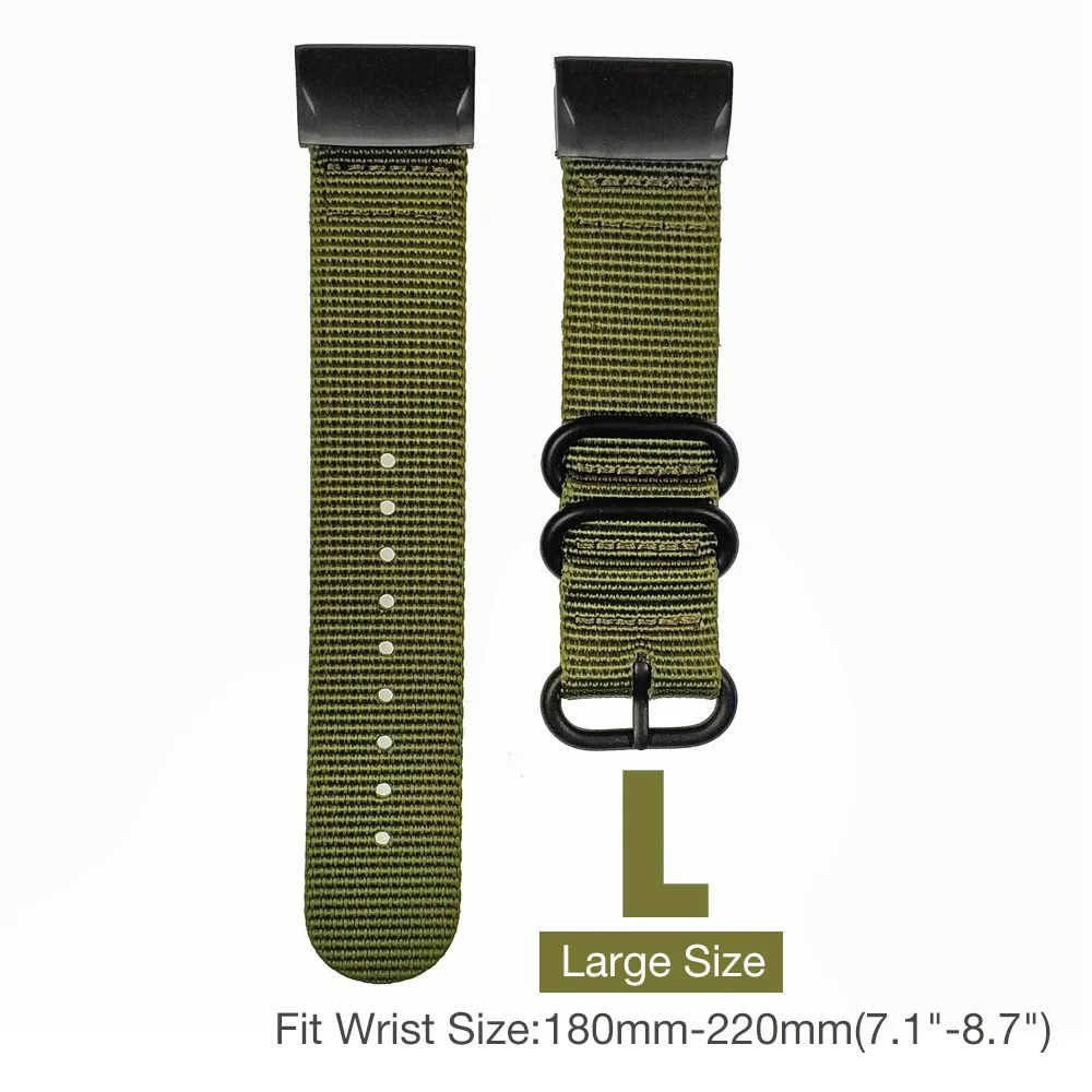 Green-L Fenix 6X браслет из нержавеющей стали Металл Quick Fit 26 мм/22 мм NATO нейлоновый ремешок для часов Ремешок для Garmin Fenix 5/6X/Fenix 5X/Fenix 3 - Цвет: Green-L