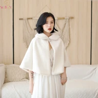 2021 100 real pictures ivory party evening jacket wrap faux fur wedding cape winter women bolero wrap winter shawl in stock