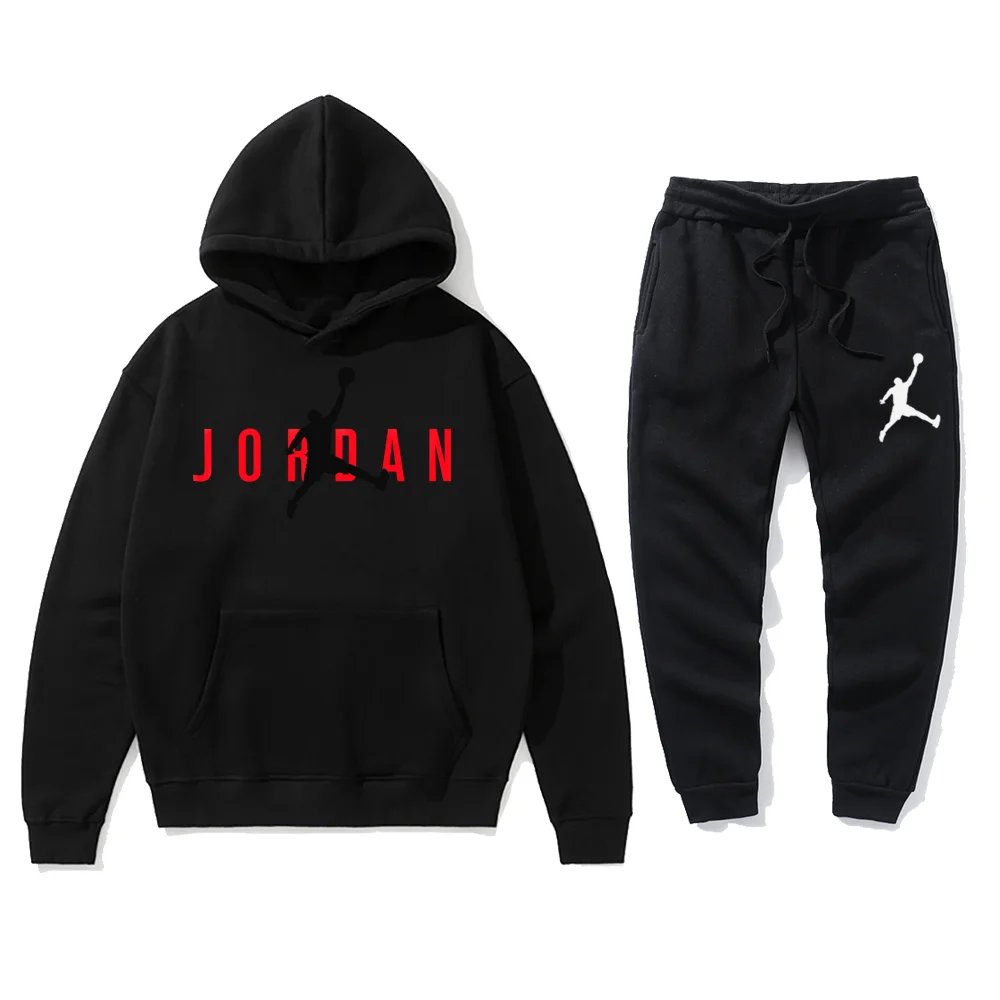 

2021 Sports Tracksuit 2-Piece Hooded and Pants Set Sportswear Pullover Men's Clothing