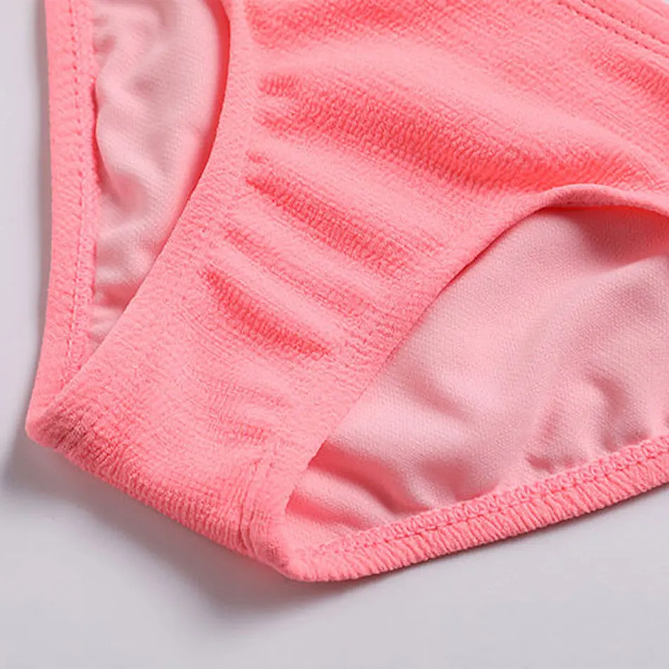 Bow Tie Girl Swimsuit Kids 7-14Years Girl Bikini Set Solid Two Piece Children's Swimwear Padded Girl Bathing Suit Beachwear 2021