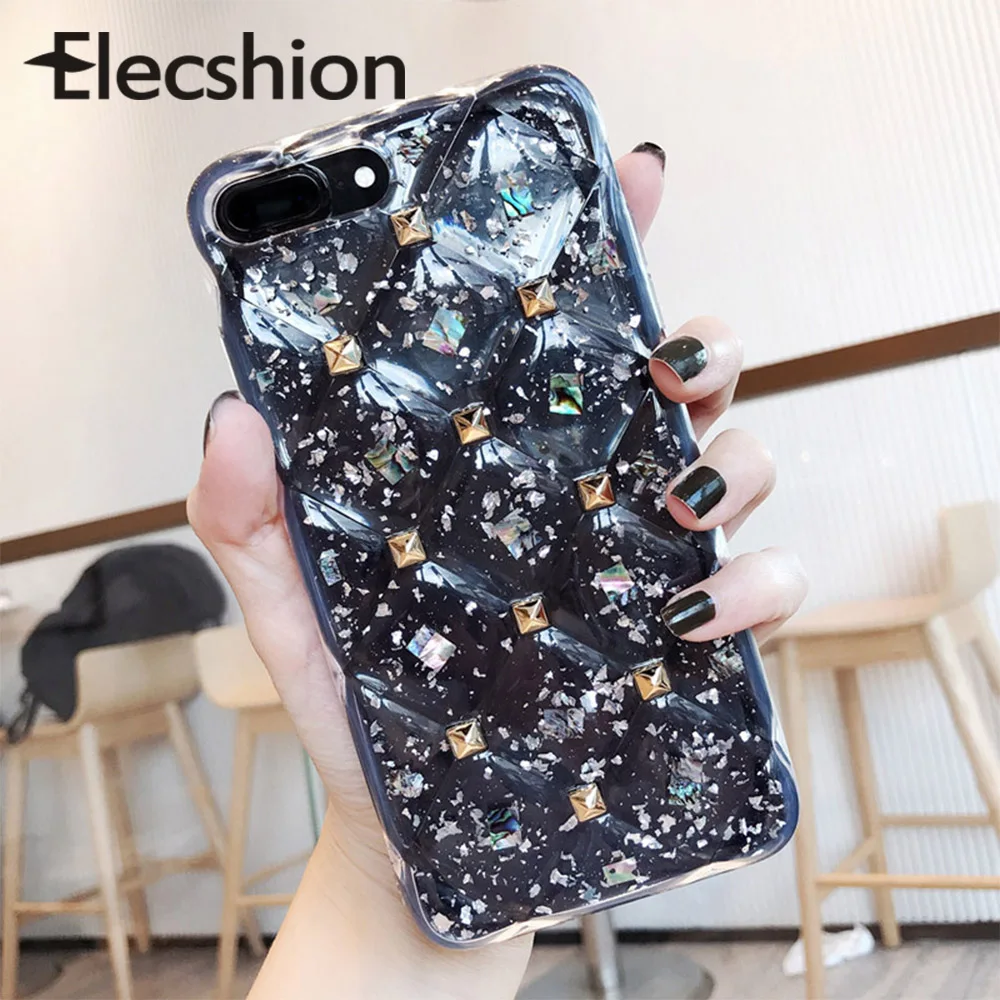 Блестящий ювелирный чехол для iPhone X XS XR эпоксидный Мягкий силиконовый телефона 6S 7
