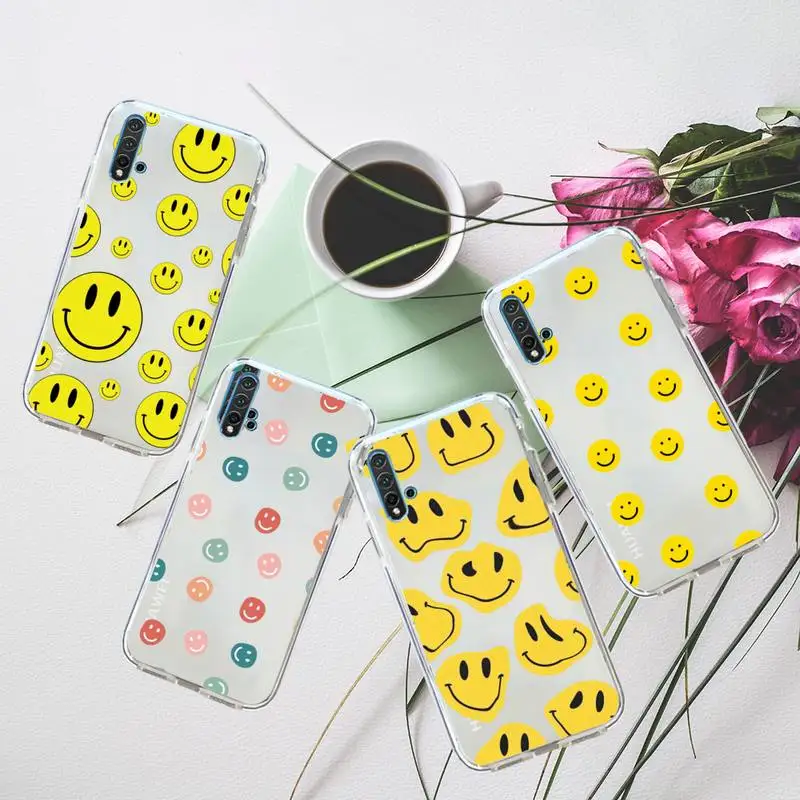 

Smiling cute smiley Phone Case Transparent for Huawei honor P mate 40 20 30 10 50 i 9 x mate pro lite 8a