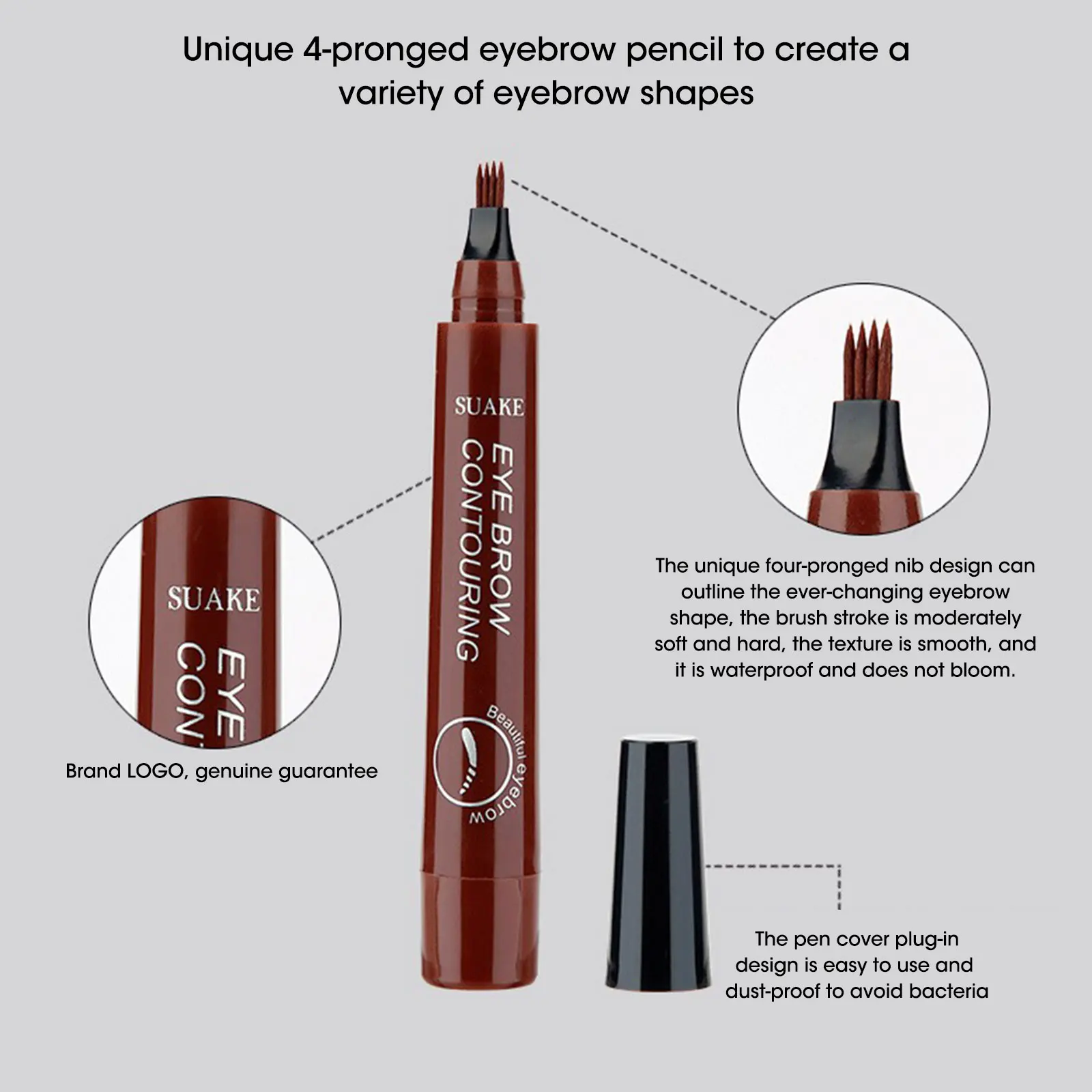Eyebrow Tint Tattoo Pen 4 Fork Tip Waterproof Pencil Long Lasting Makeup Natural Liquid Brow | Красота и здоровье