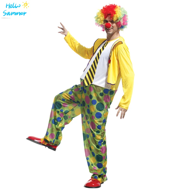 Одежда клоуна для взрослых на Хэллоуин костюмы косплея день рождения шуточные