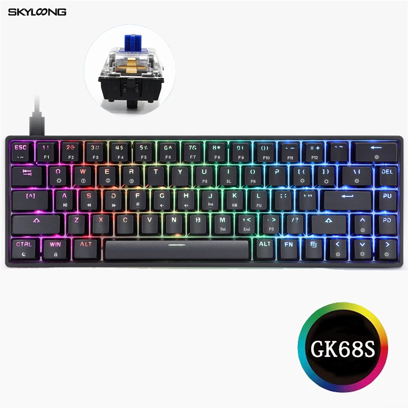 

SKYLOONG GK68S Gamer Mechanical Keyboard Mini Hot Swap ABS keycaps bluetooth wireless Gateron Axis RGB Backlit Game Accessories