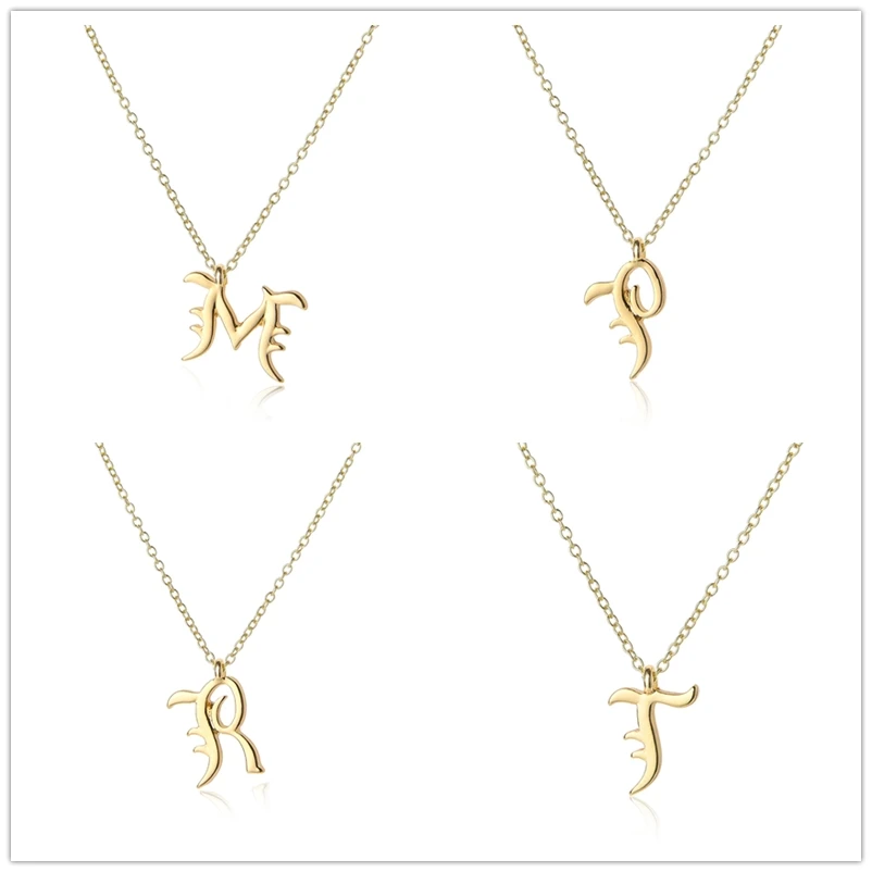 Крошечное начальное ожерелье с буквами алфавита все 26 Английских A-Z Cursive