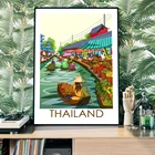 Постер для путешествий на водном рынке Тайланда печать путешествий из Таиланда Подарок для путешествий из Таиланда настенное искусство для путешествий домашний декор из Таиланда