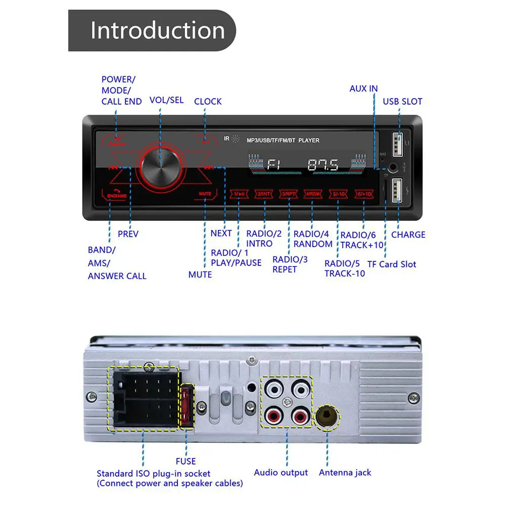 Автомобильное радио с сенсорным экраном автомагнитола Bluetooth fm-передатчик