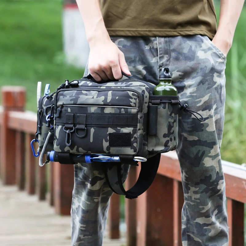 

Multifunctional Outdoor Fishing Tackle Bag Waterproof Shoulder Crossbody Fish Lures Waist Pack Gear Utility Storage Package G99D