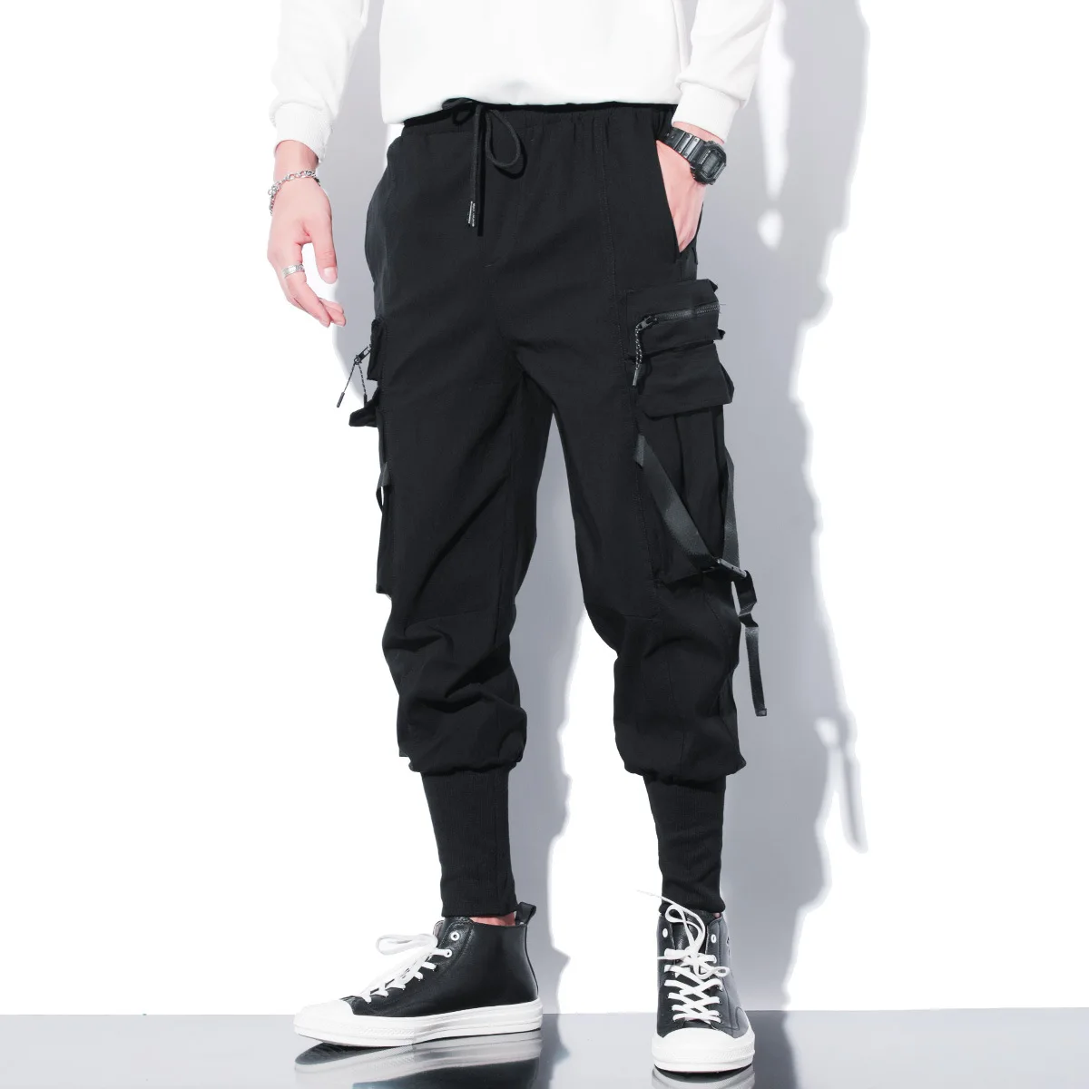 

Fashion Punk Style Cargo Pants Gym Joggers Men Sweatpants Basketball Casual Trousers Sports Black Pants Men Hip Hop Clothing