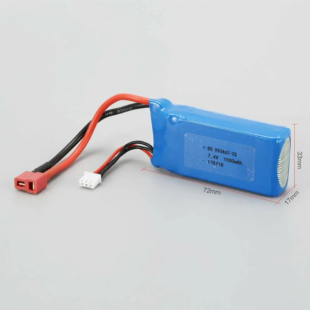 2шт 7 4 V 1500mAh Lipo батарея T вилка для Wltoys 12423 12428 RC Гусеничный автомобиль | Игрушки и