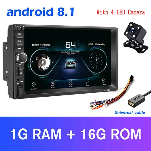 1 and 16G Camera Podofo 2din Автомагнитола Android gps Navi Wifi Автомобильный мультимедийный плеер универсальный авто стерео для Volkswagen Nissan hyundai Kia toyota - Цвет: 1 and 16G Camera