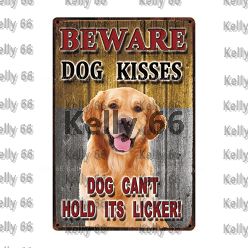 [Kelly66] Остерегайтесь поцелуев собаки такса бордер колли металлический знак