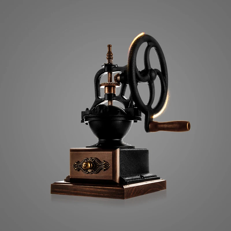 値段 古典的な木製の手動コーヒーグラインダーヴィンテージ手のコーヒーグラインダー調整可能な豆家庭用ムーランカフェキッチンツールED50KF